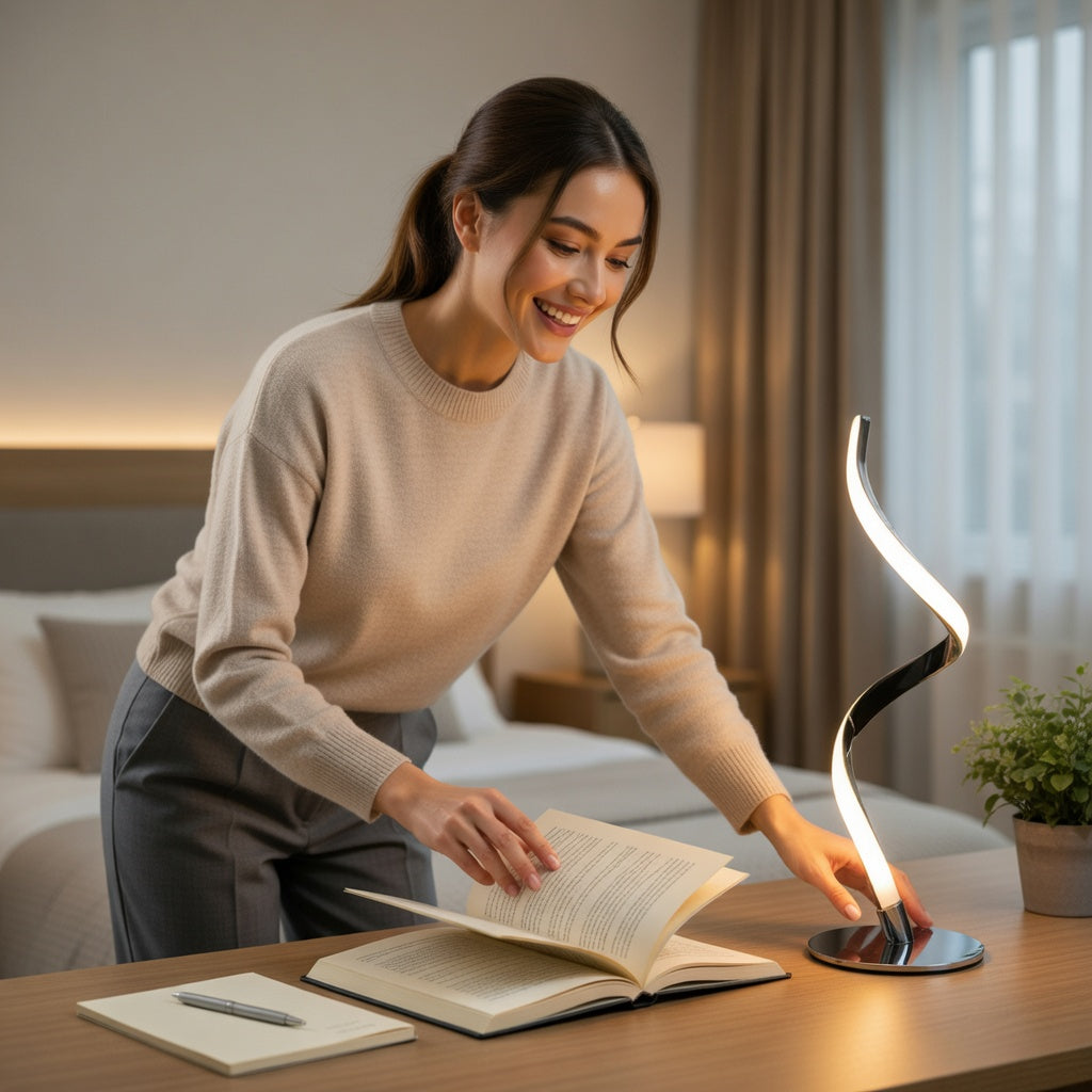 Touch Control Table Lamp with Spiral Design